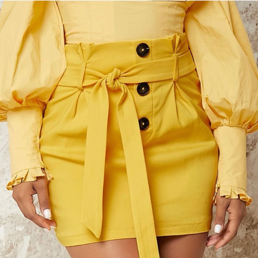 Yellow Stretchy Mini Skirt